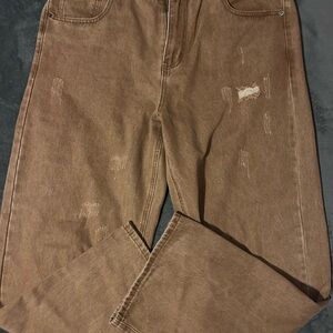 Men's Classic Brown Distressed Jeans